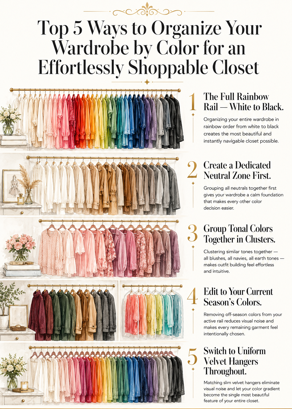 How to Organize Wardrobe by Color in 5 Simple Steps