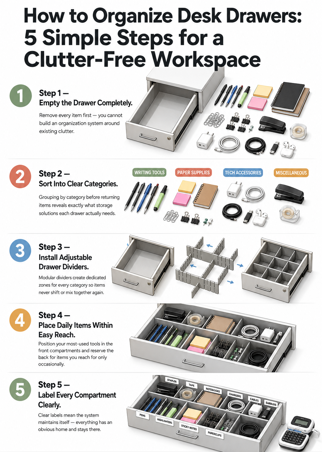 How to Organize a Desk Drawer in 5 Simple Steps