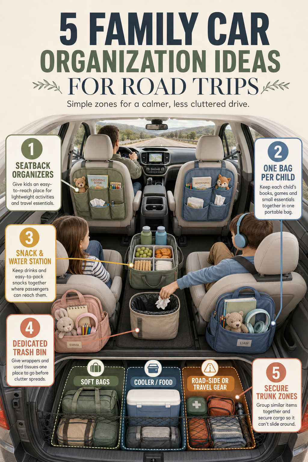 5 Family Car Organization Ideas for Road Trips